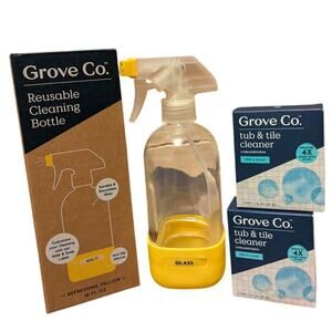 NIB Grove Collaborative Reusable Cleaning Bottle + Glass & Tub/Tile Cleaner